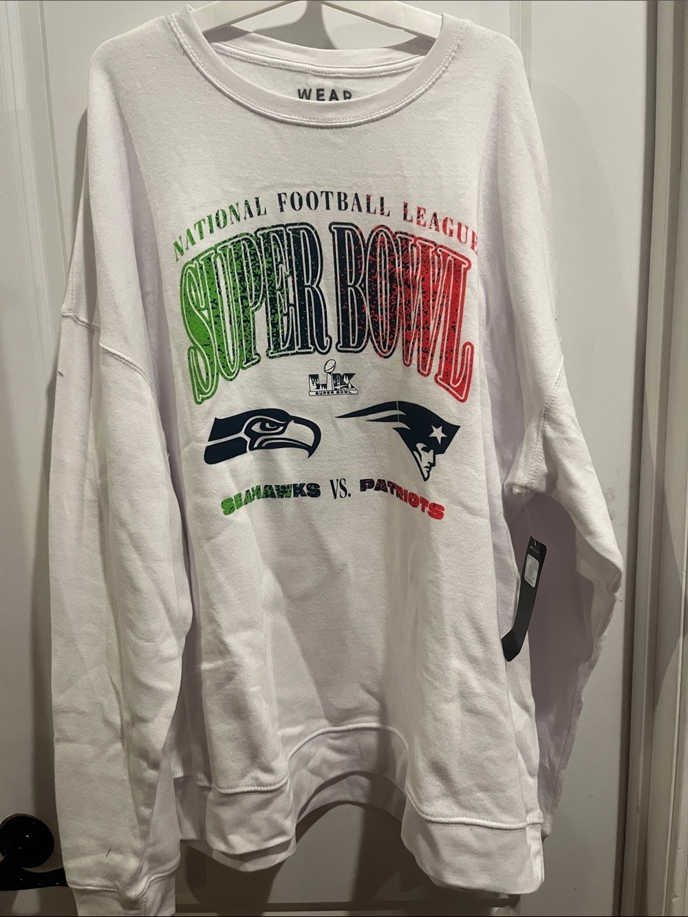 WEAR White 'Super Bowl' Graphic Sweatshirt - Seahawks vs. Patriots
